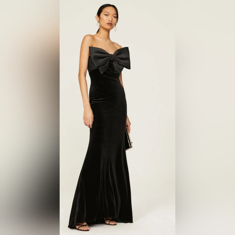Badgley Mischka Velvet Bow Front Dress - size 12